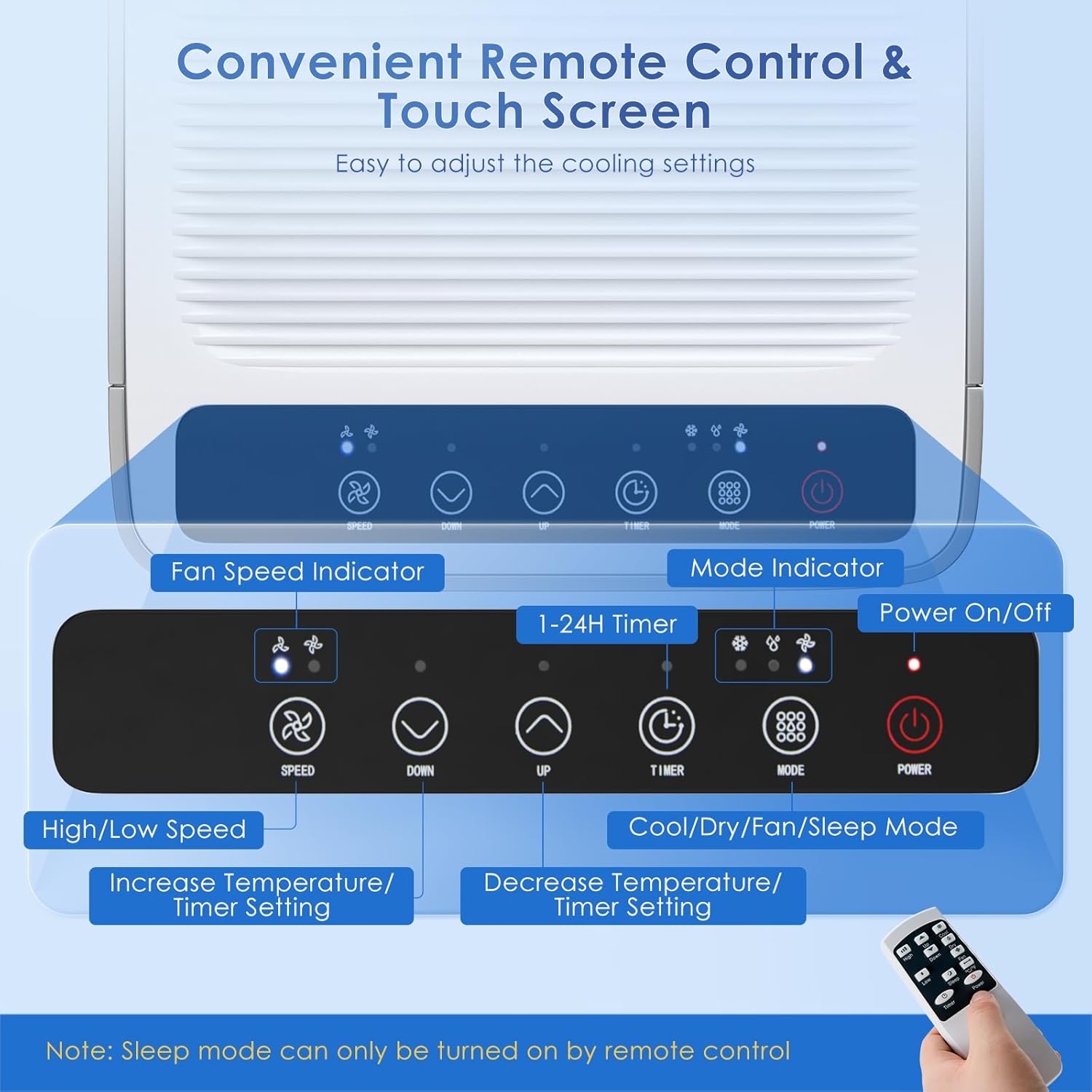 ARLIME 3-IN-1 Portable Air Conditioner, 10000 BTU AC Unit w/Fan & Dehumidifier, 2 Fan Speed, 24H Timer, Low Noise Sleep Mode, Ait Conditioner for Bedroom, Cools up to 350 Sq.ft