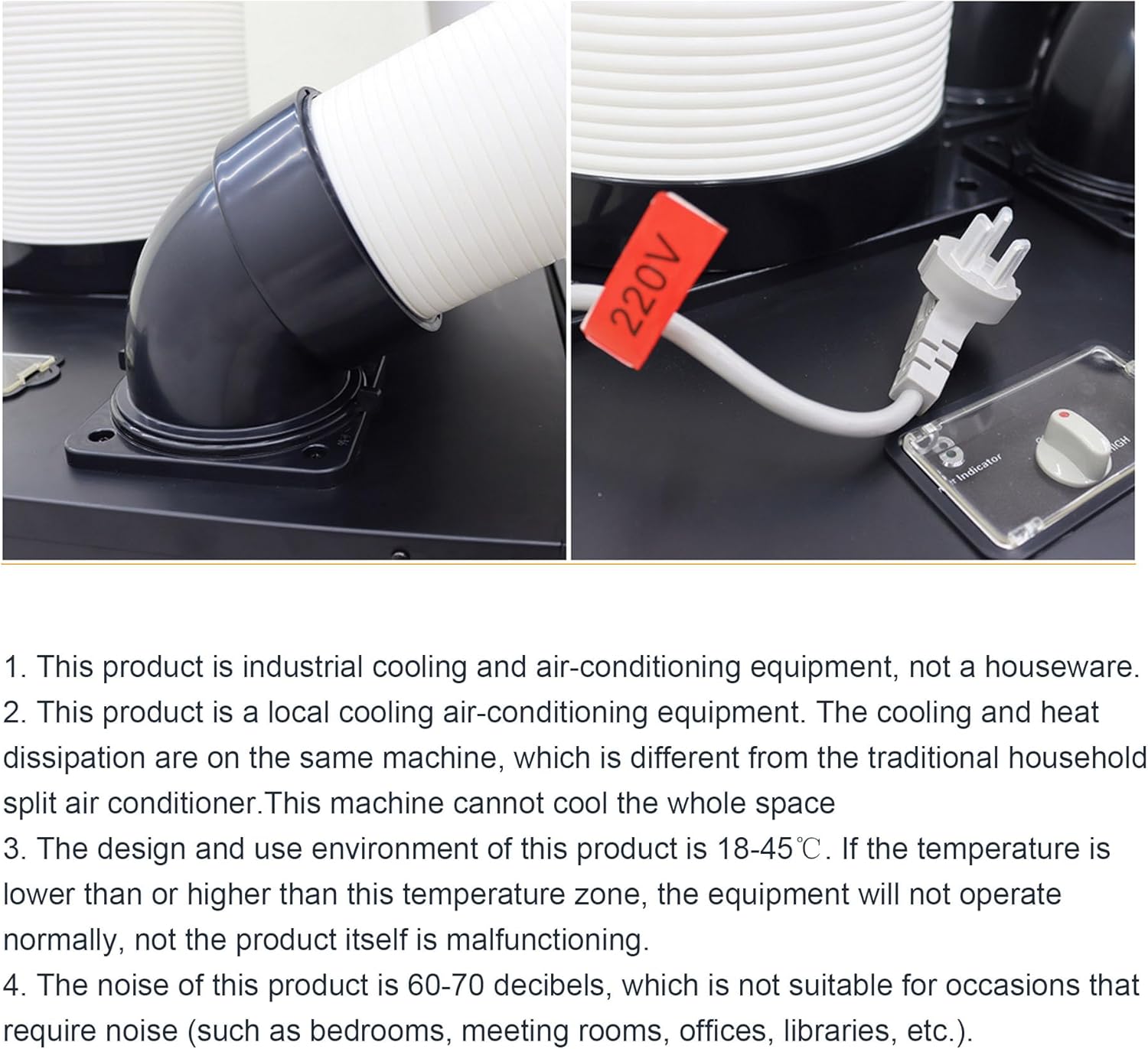 220V Industrial Air Conditioner Outdoor Air Conditioning Fan Equipment Double Tube 780m³/h Black