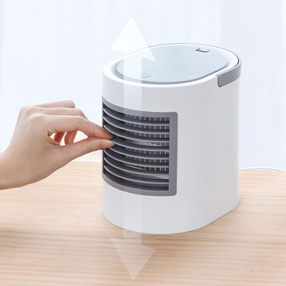 Mini Air Conditioner, Evaporative Air Cooler, USB Powered Mini Cooler w/Humidifier, 3 Speeds, Desktop Portable Air Conditioners for Room/Office/Car (Color : Gray)