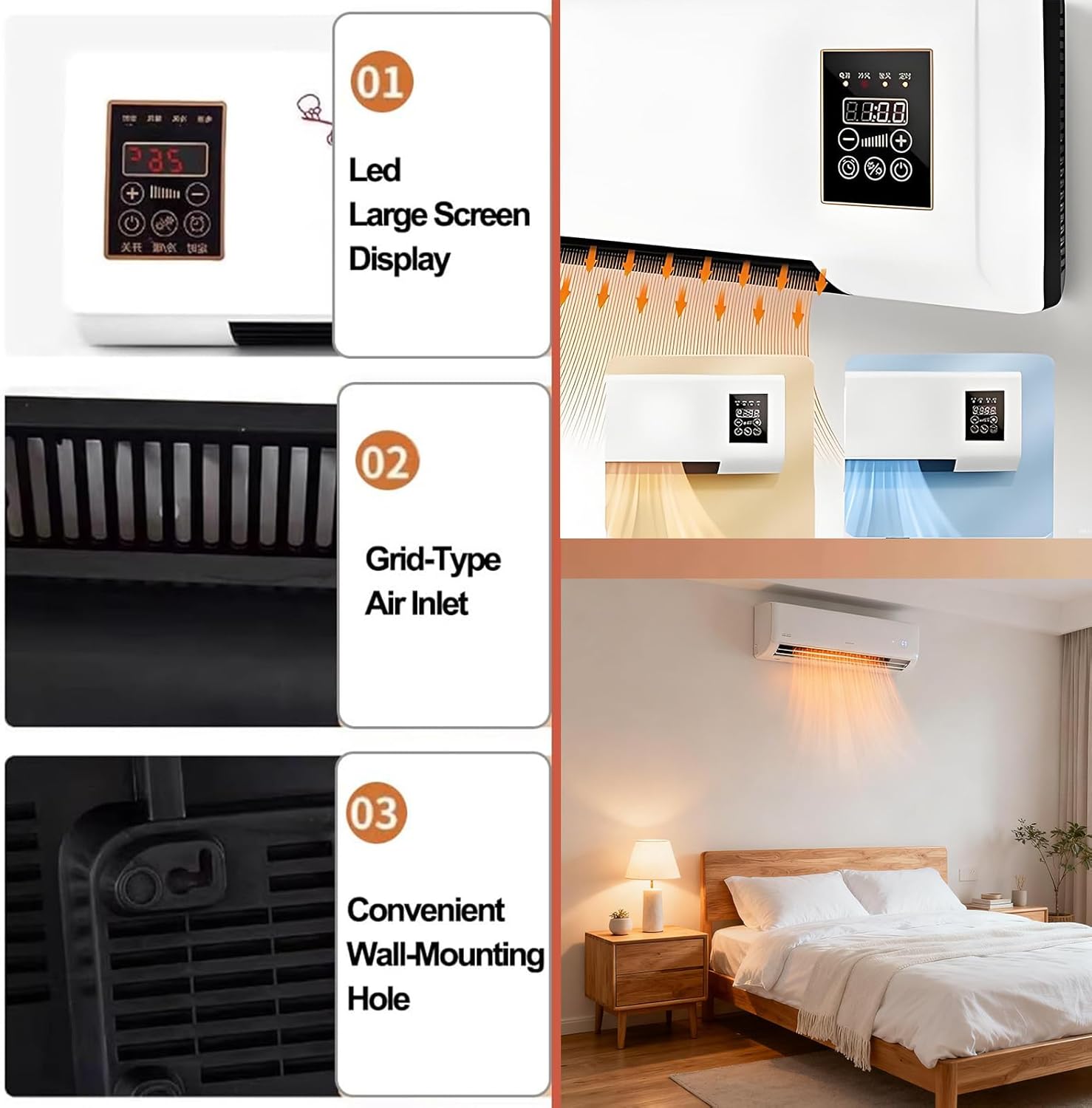 Portable Cold And Hot Air Conditioners 2 In 1 Wall Mounted Mobile Aires Electric Fan Conditioner For Bedroom Mini AC/Heating System,Timer, Ductless, With Remote for Office, Camping Tent, RV, Bedroom
