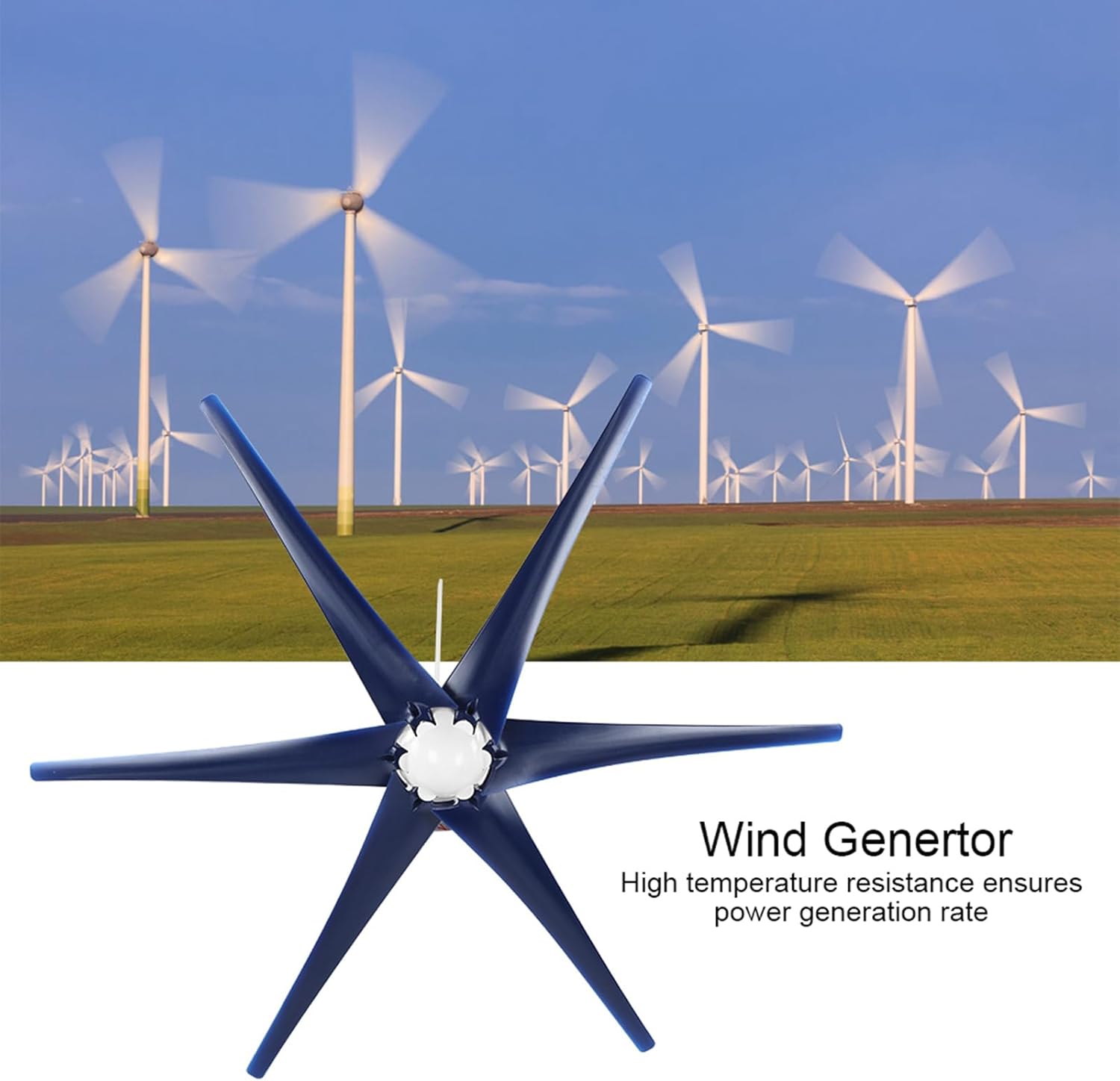 Acouto Wind Turbines Generator - 6 200W Power Supplies with Three Phase Alternator, Blue 12V, Portable and Easy to Install (12V)