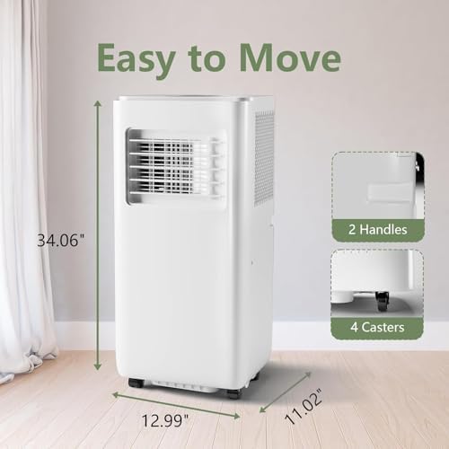 8000BTU Portable Air Conditioner, 3-in-1 Remote Control AC with 24-Hour Timer, Cools Up to 350 Sq. Ft. Inside Air Conditioner with Sleep Mode, Window Kit