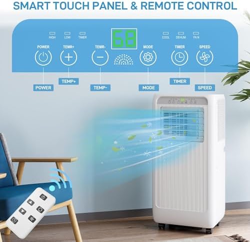 10000Btu Portable Air Conditioner 4-in-1 Portable AC Unit Cool up to 450 sq.ft, Portable Air Conditioners with Remote Control & Window Kit1-24H Timers