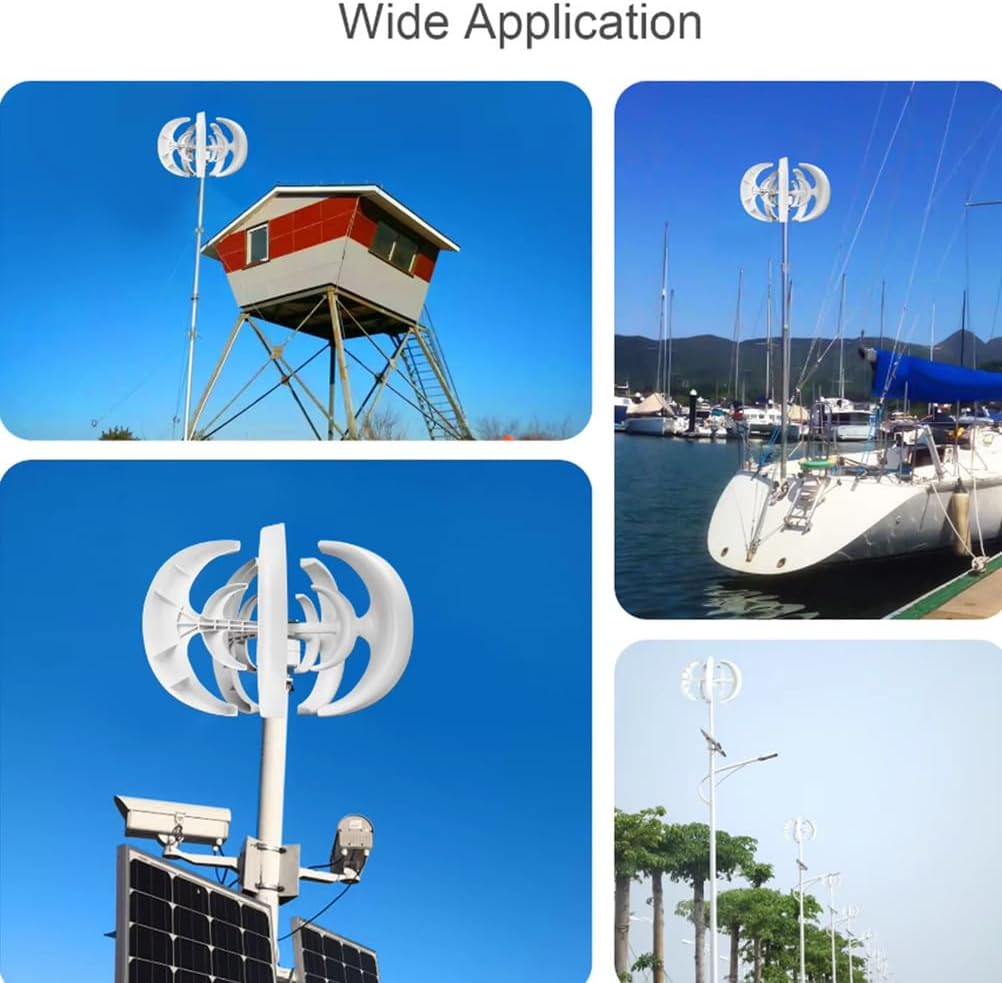 10000W Lantern Wind Turbines Generator Kit,AC Wind Turbines Generator 12V 24V 48V 5 Blades No Noise Wind Turbine for Home Farm Boat (White),220V