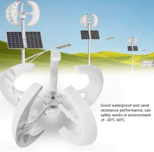 Kang 5000W Vertical Axis Wind Turbine Generator - 5 Blades, 12V/24V/48V/220V, Permanent Magnet, Waterproof IP67, Efficient Power for RVs, Terraces & Off-Grid Use