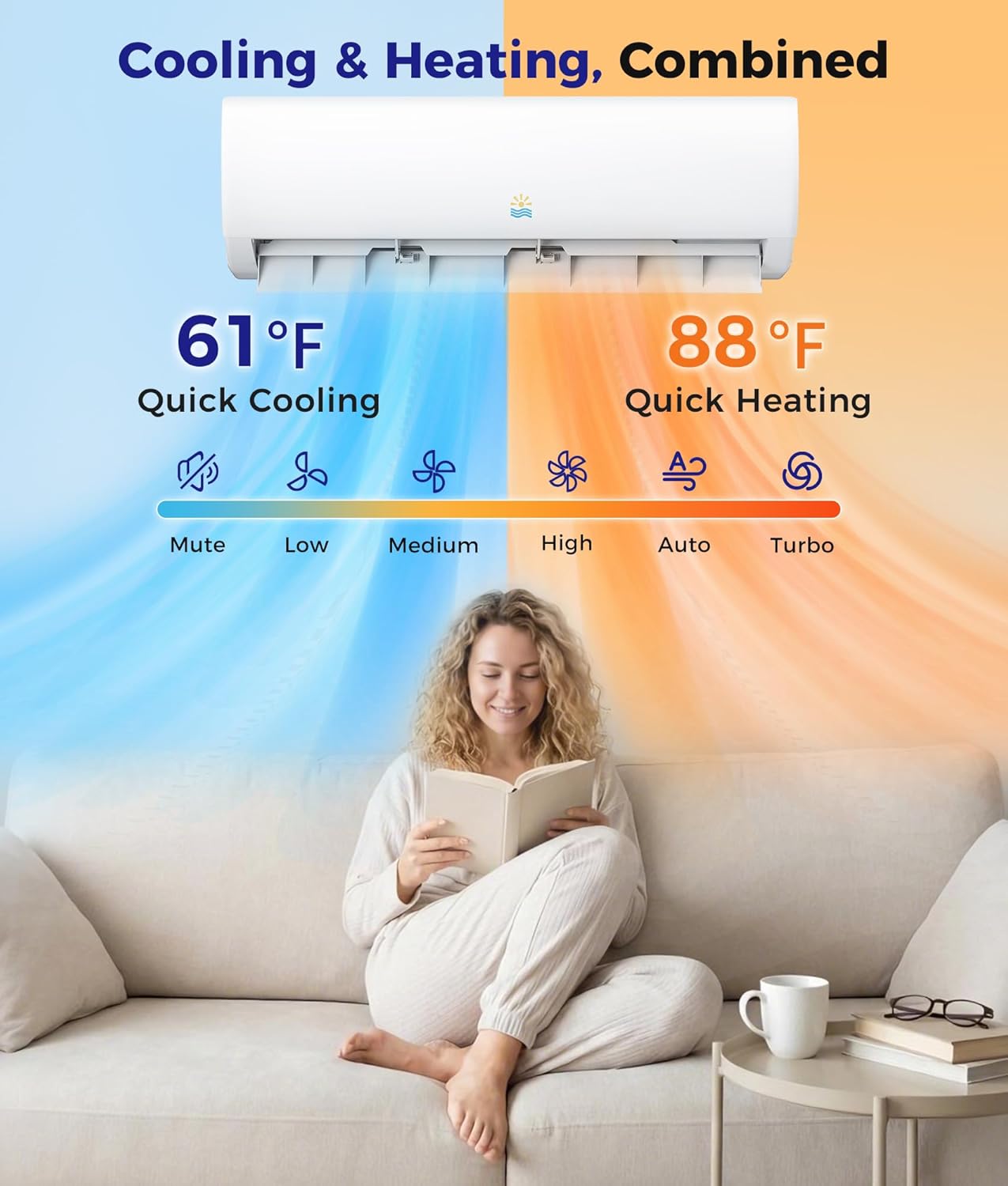 Mini Split Air Conditioner - 11500 BTU Ductless Mini Split Ac/Heating System, 115V 17 SEER2, Precharged Inverter Split AC Unit with Heat Pump System, 750 Sq. Ft, R32 with Installation Kit