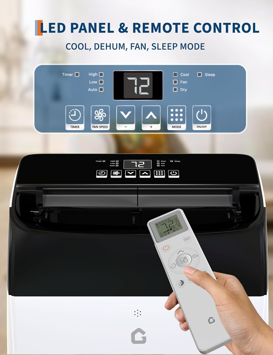 Portable Air Conditioner 12,000 BTU - Portable AC Units with Fan/Dehumidifier/Sleep Mode/Remote Control/24H Timer/Installation Kit, Stand Up AC Unit Room Cooling Up to 550sq.ft Room