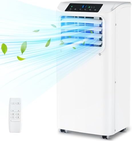 10000 BTU Portable Air Conditioners Cools up to 450 Sq. Ft 3-in-1 Poratble Ac Units for Room with Dehumidifier Fan Sleep Mode 24h Timer Remote Control and Window Installation Kit Included