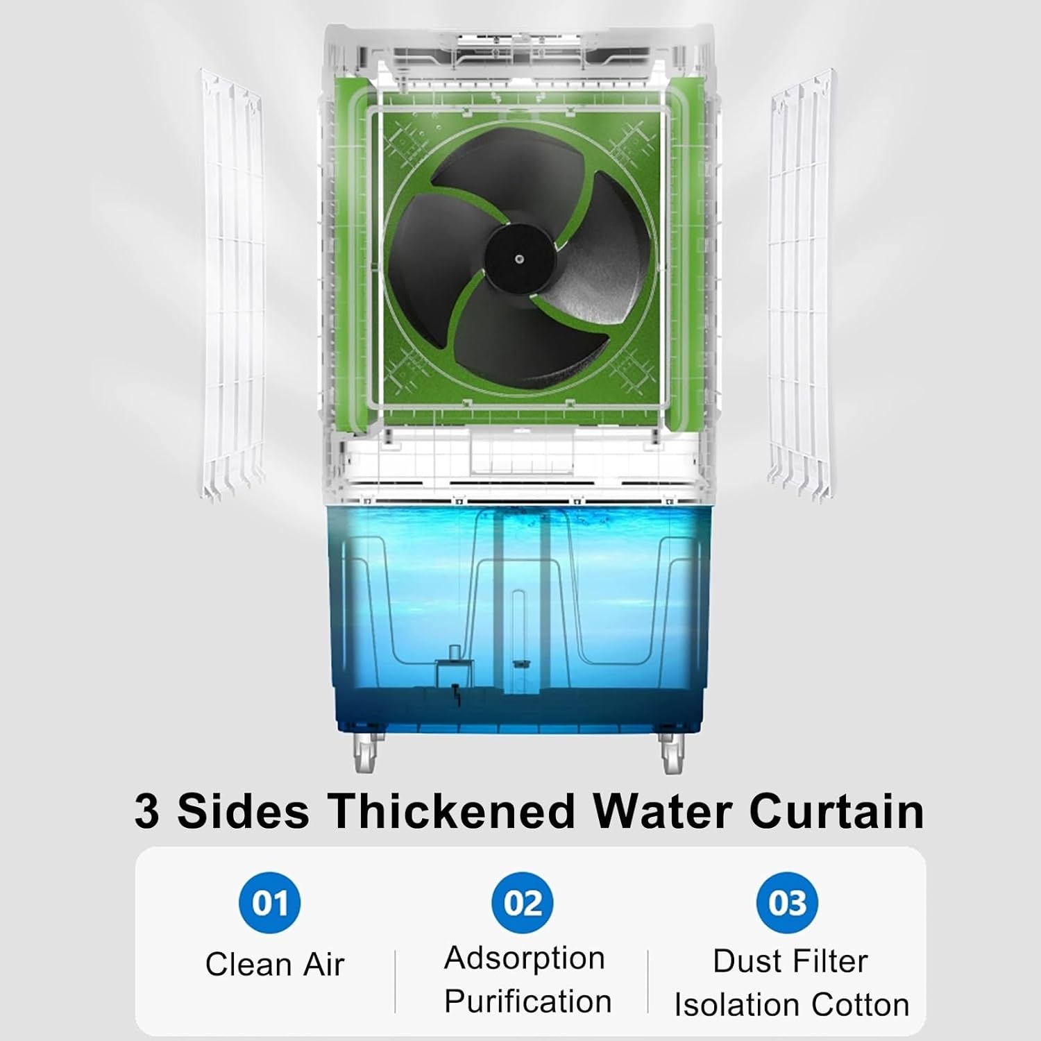 Commercial Evaporative Air Cooler Fan, Industry Humidifier, 3 in 1 200W Air Conditioner, 50L Large Water Tank, Air Coolers for Home, Cool Up to 50 M² (Color : Mechanical, Size : 50x34x90cm)