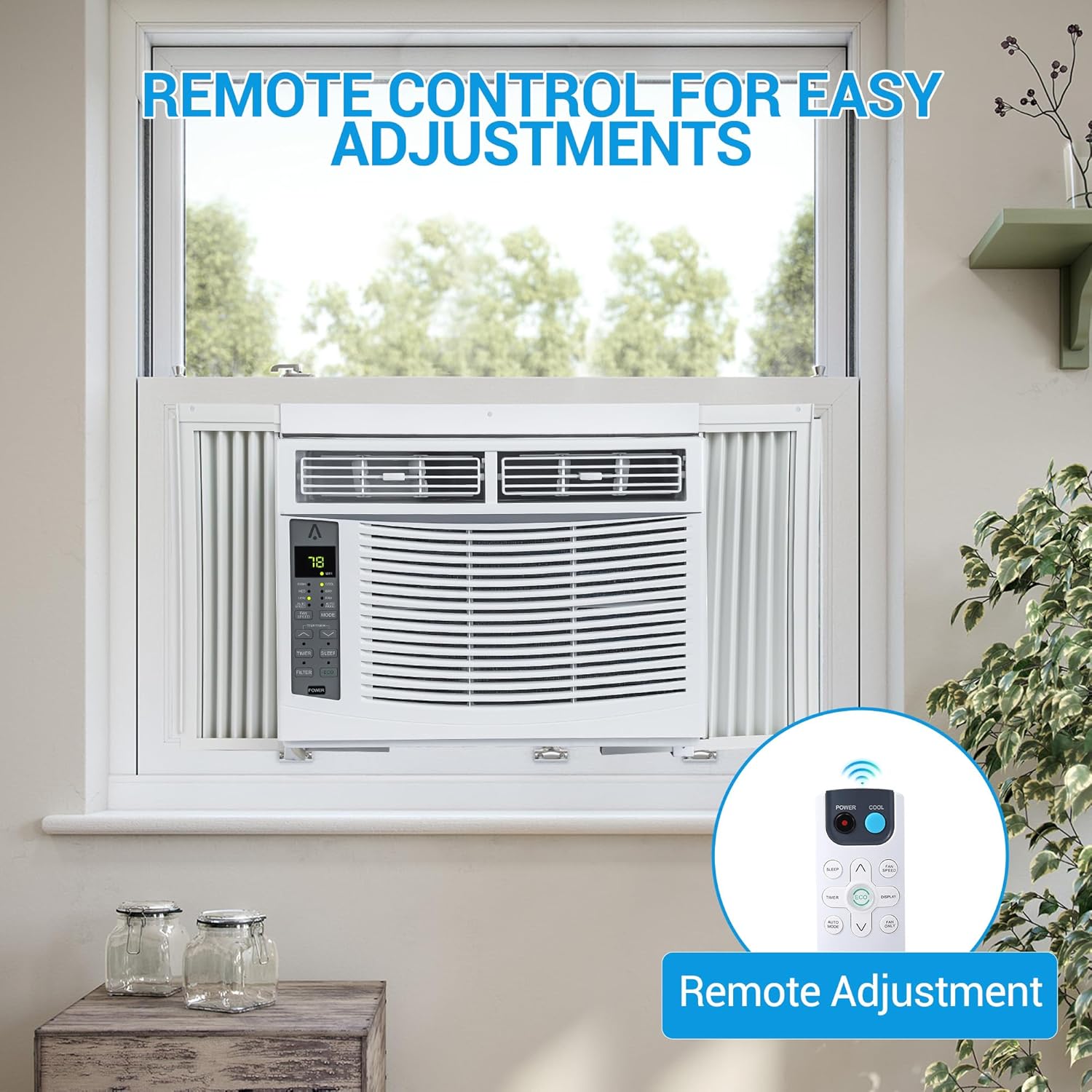 6000 BTU Window Air Conditioner with Remote & Smart App Control - Cools 250 Sq.Ft, Energy Efficient (11.5 CEER), 3 Fan Speeds, Easy Install Kit for Bedroom, Home, Office