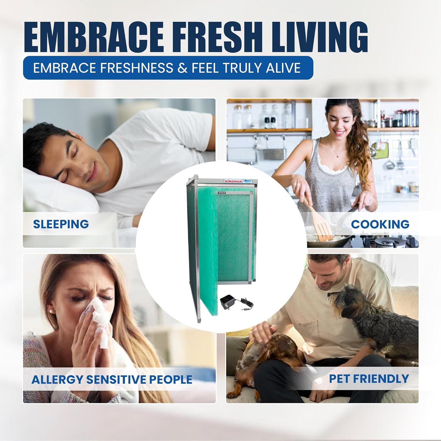 14x30x1 Polarized Media Electronic Air Filter - High Air Flow - Homeowner Installed - 1-Yr Supply of Replacement Pads - Simply Replace Your Current AC/Furnace Air Filter and PLUG IT IN!