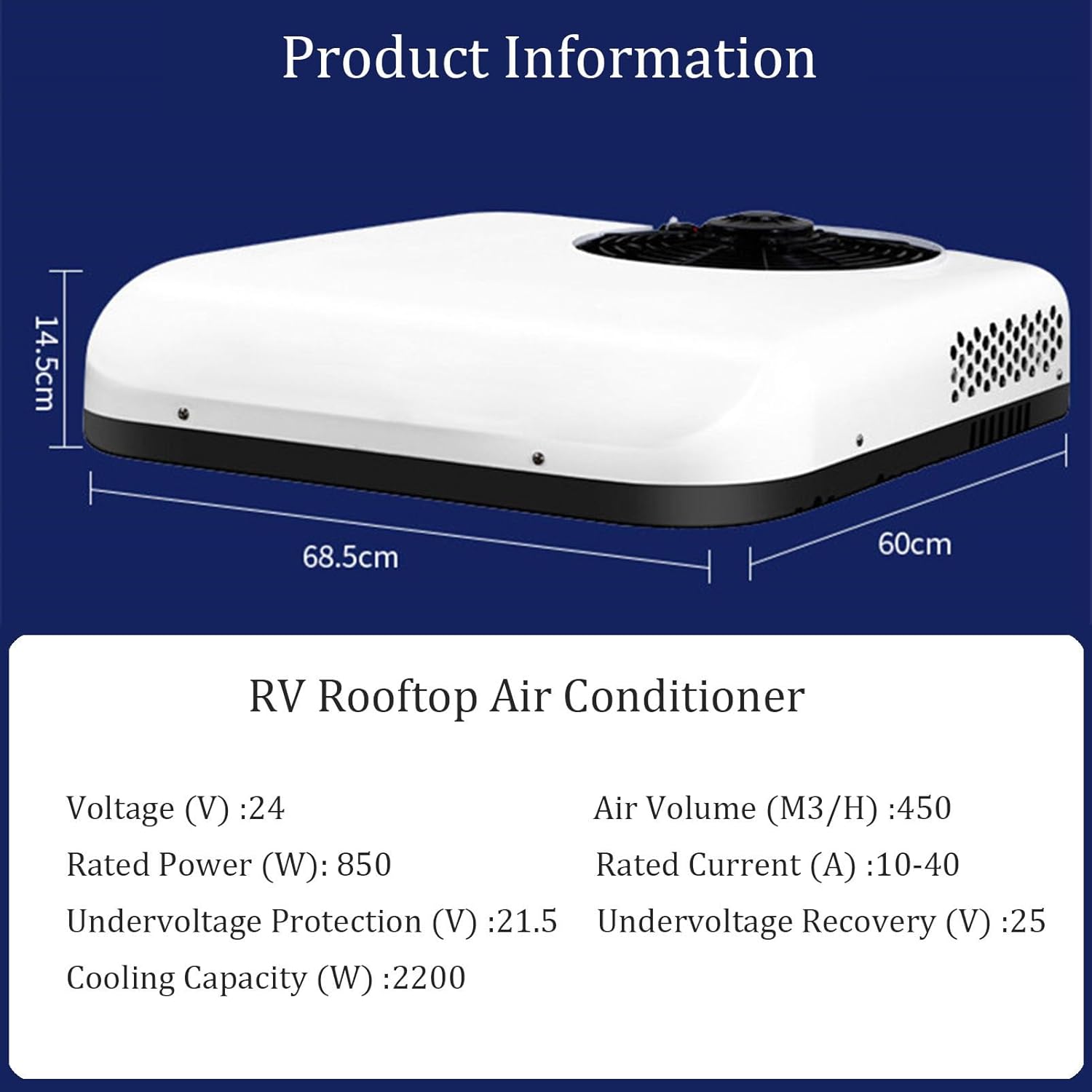 12V/24V Rooftop RV Air Conditioner Top Mounted Parking Air Conditioner for Truck, RV, Construction Vehicle, Excavator, Cranes, Van (Red 12v)