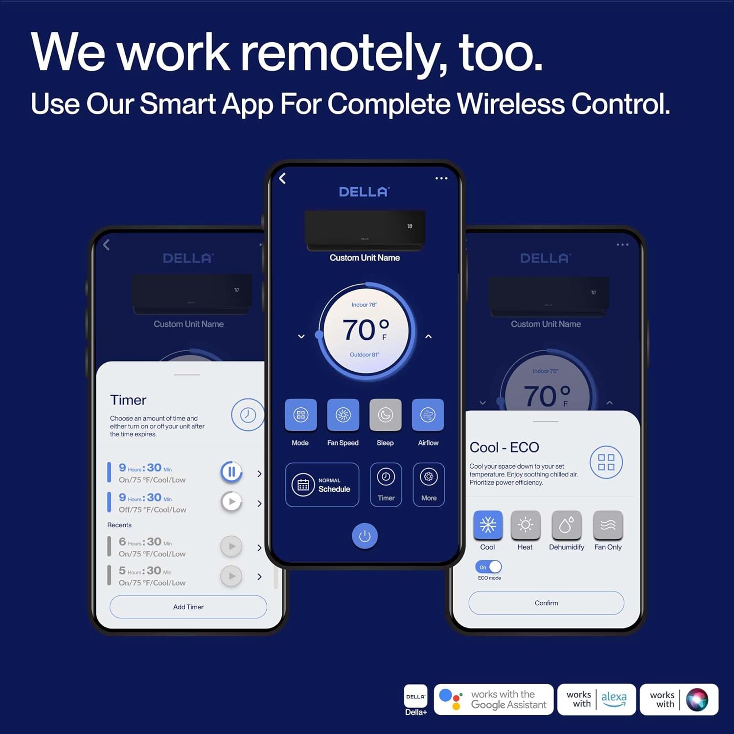 DELLA Umbra Series 12000 BTU Mini Split Work with Alexa 20 SEER2 Cools Up to 550 Sq.Ft Energy Saving Split AC & Pre-Charged 1 Ton Heat Pump Ductless Inverter System