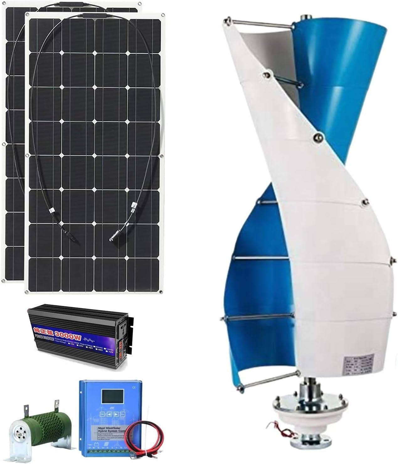 CAJUCA 48V, 5000W Wind Turbine Generator Kit Vertical Axis Wind Turbine Generator with Controller and Inverter Free Energy Windmill Home Use Three Phase Generator