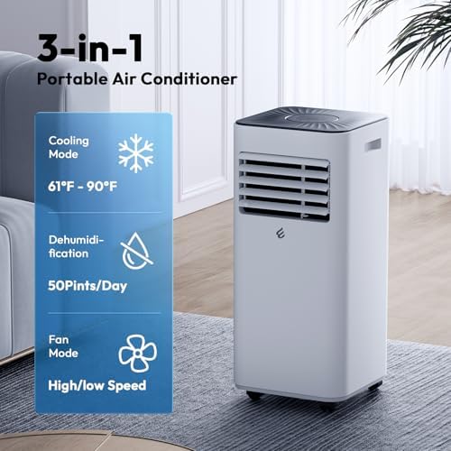 10,000 BTU Portable Air Conditioners, Portable AC With Remote for Room to 450 sq.ft 3 in 1 Air Conditioner With Dehumidification/Air Circulation/Timer And Window Kit
