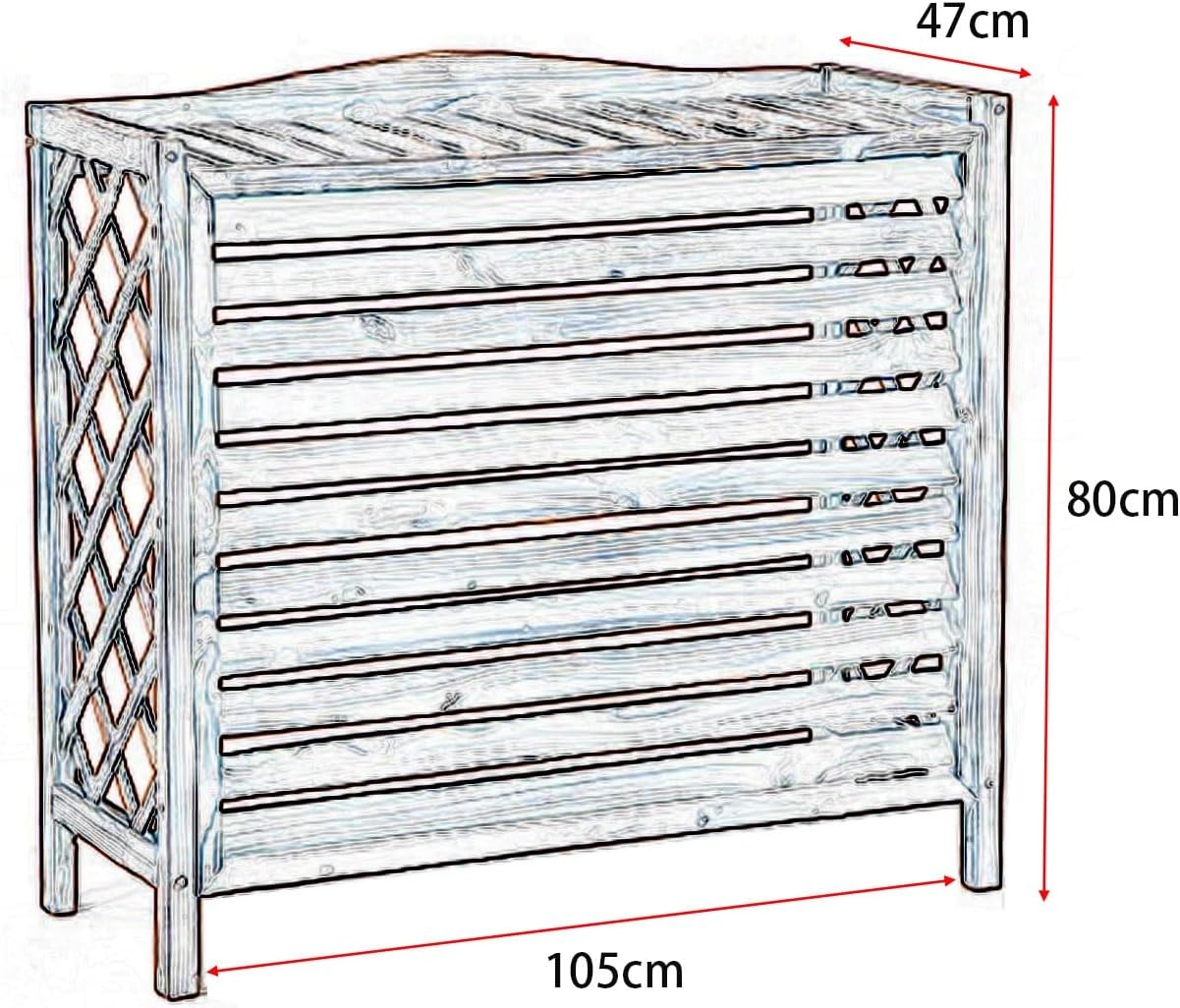 Air Conditioner Cover Condenser Wood Panel Covers For Outside Air Conditioner Louvered Cover For Air Conditioner Unit Outside, Suitable Outdoor Air Conditioner ( Color : Carbonized color , Size : 105*