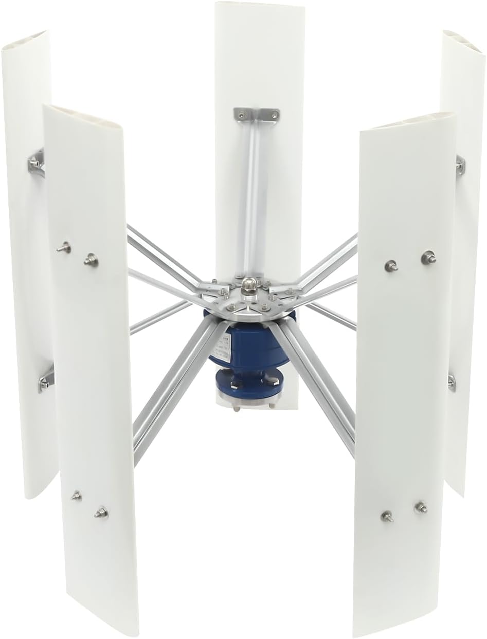 Wind Turbine Generator,12V 100W 5-Blade Vertical Axis Wind Turbine Generator w/Controller & Flange Plate for Home, Boat