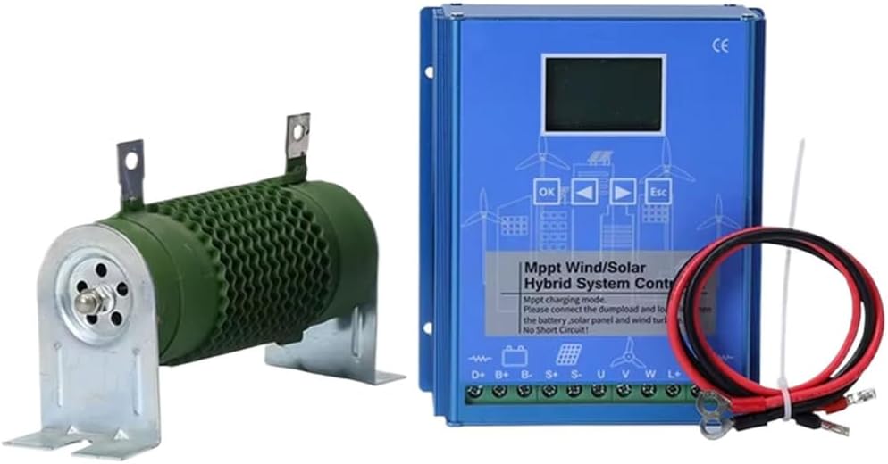 48V,HYZHANHONG 12V/24V/48V Wind Solar Hybrid Controller, Dual Input Solar+Wind Charge Controller with Overcharge/Overdischarge Protection for RV/Cabin 1000W-24V