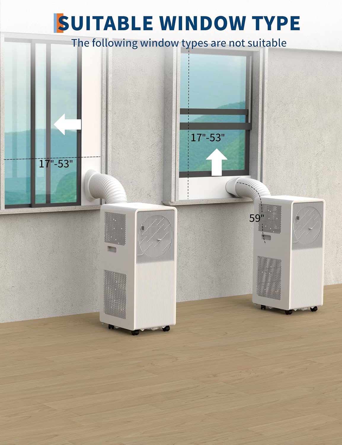 8,000 BTU Portable Air Conditioner with Remote Control - 3-In-1 Free Standing AC Unit with Dehumidifier & Fan for Rooms Up to 350 Sq.Ft, Includes Sleep Mode, 3 Speeds, 24H Timer & Window Kit, White