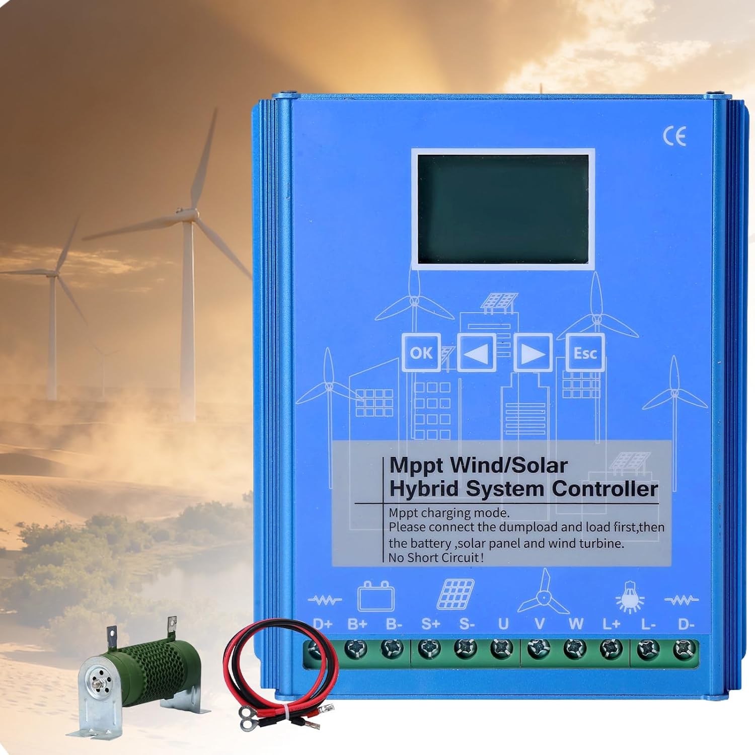 Hybrid Wind Solar Controller auto 12/24/48v 1000W Solar Wind Controller Solar and Wind Charge Controller Wind/Solar Hybrid System Controller 1000W-24/48VAuto