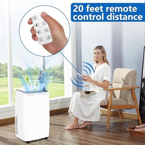 12000 BTU Portable Air Conditioner for Rooms up to 550 Sq. Ft with 3-in-1 Cooling, Fan, and Dehumidifier,24-Hour Timer, Compact, Energy Efficient, and Quiet Operation, Easy to Move