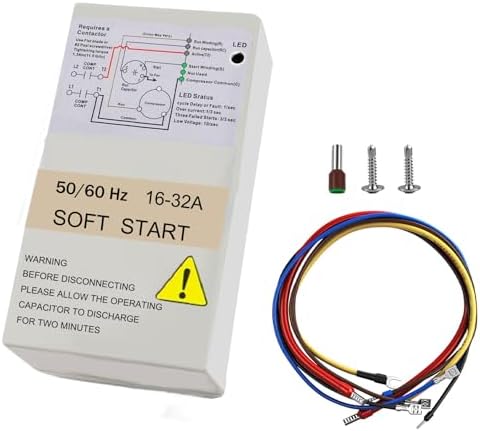 𝑼𝒑𝒈𝒓𝒂𝒅𝒆 Air Conditioner Soft Start 16-32A, Soft Start Kit for Home Air Conditioner 4–7 Ton, Ac Start Kit For Home, Reverse Motor Protection, Complete Installation Kit, 3 Years Warranty