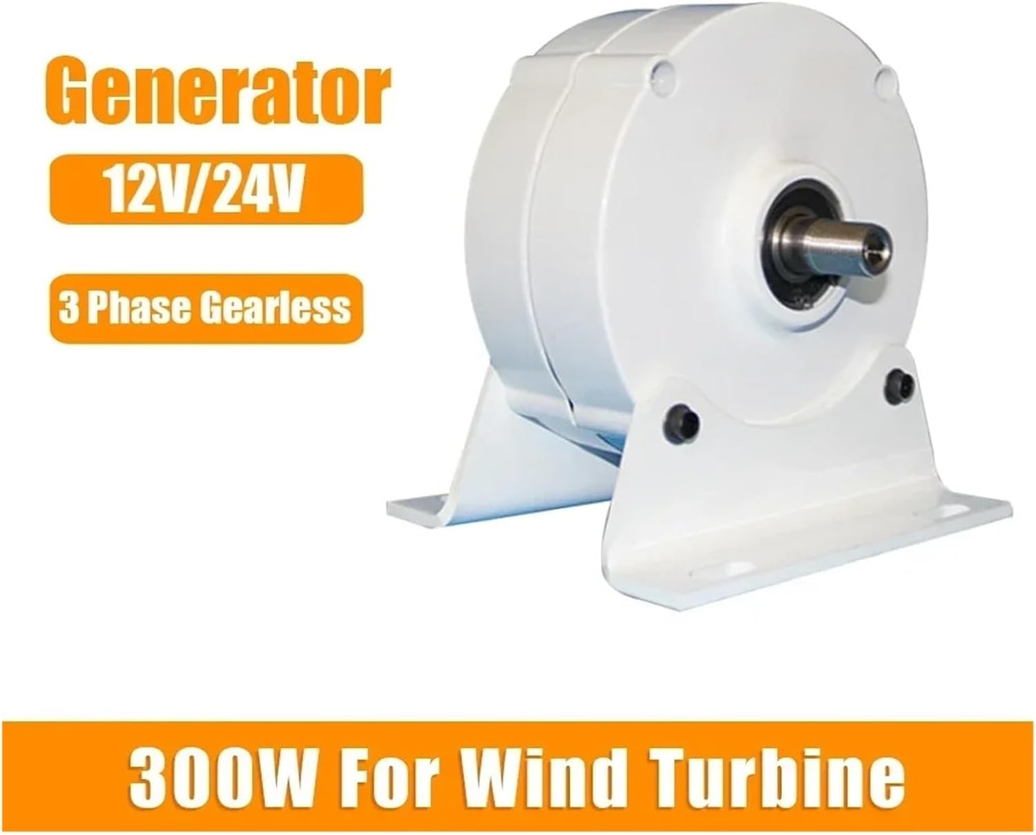 300W Generator Low Speed High Power Output Single Shaft Gearless Permanent Magnet Generator for Water Wind Turbine Industrial Energy(with Base,12V)