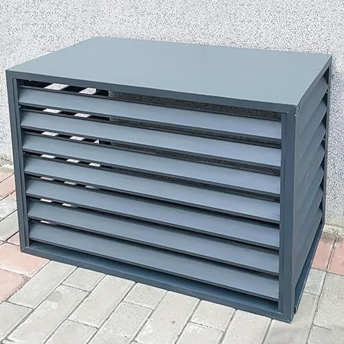Aluminum Central Air Conditioner Protection Cover For Outside Units, Outdoor Freestanding Privacy Screen Fence Panels Trash Can Enclosure Flower Stand Decorative Outdoor AC Unit Cover ( Color : Grey