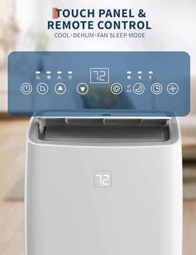 14000 BTU Portable Air Conditioner, 4-In-1 Energy Efficient Room Air Conditioner w/Remote/Fan/Dehumidifier, Cools Areas Up to 750 Sq. Ft. 24-Hour Timer for Living Room/Bedroom, White