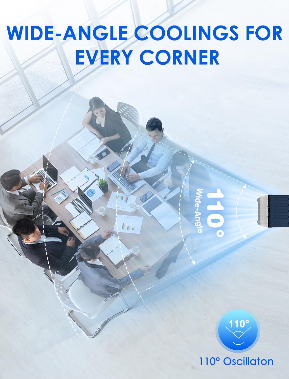 Air Choice Swamp Cooler, 1800 CFM Portable Evaporative Air Cooler with 6 Ice Box & 5.3 Gal Water Tank, 110° Swing, 3 Speeds, Upgraded Remote, 12H Timer, 3-in-1 Air Cooling Fan for Outdoor Indoor, Blue