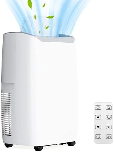 12000 BTU Portable Air Conditioner - 3 in 1 Cooler with Dehumidifier & Fan, Quiet, Cools Up to 550 sq. ft, Easy Install Kit, 24H Timer, Remote Control, LED Display, for Home & Office