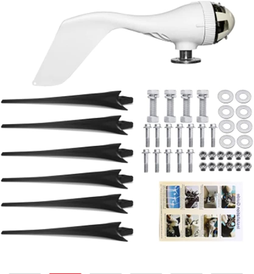 9000W 12V/24V Wind Turbine 6 Blade Horizontal Wind Generator Home Windmill with Charge Controller