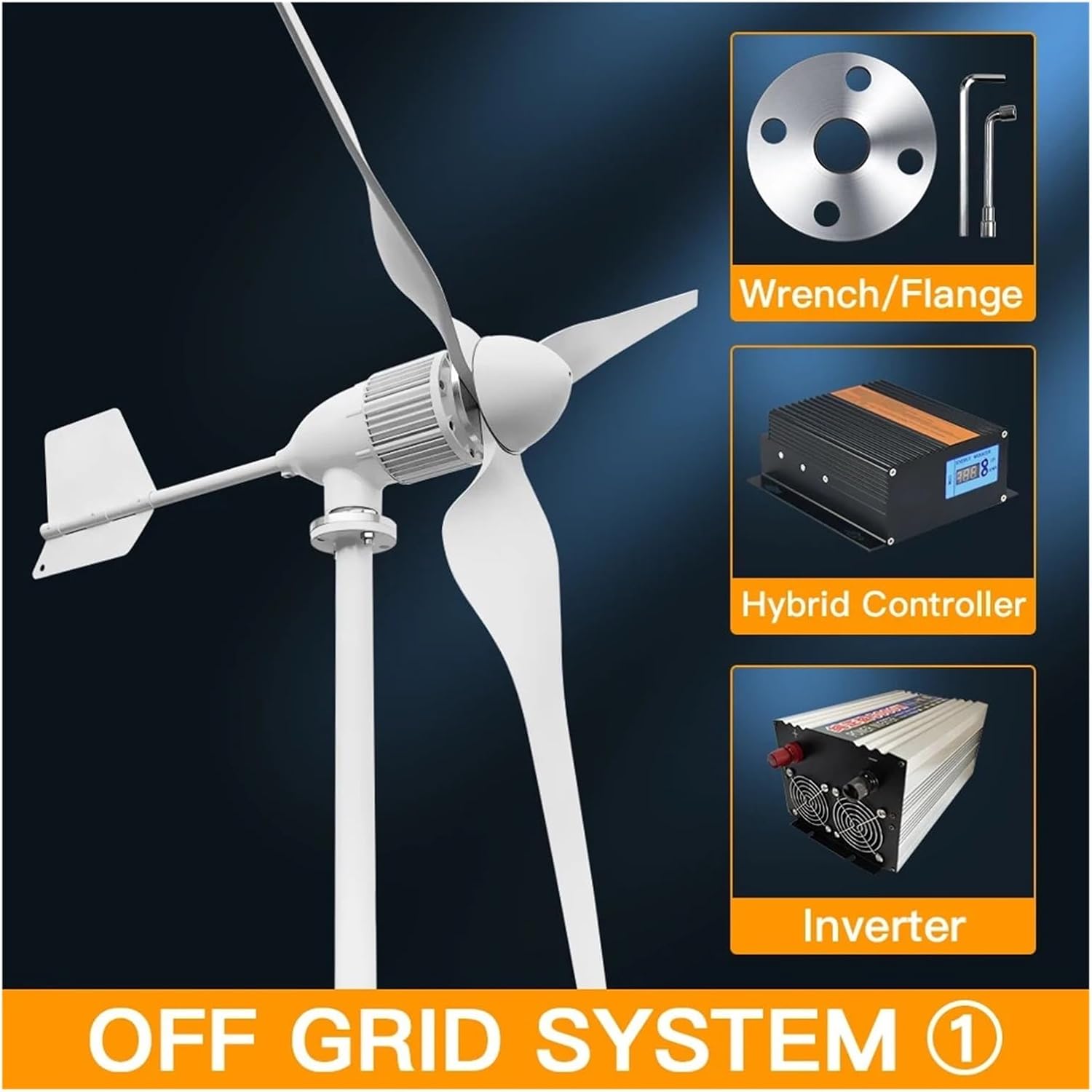 Powerful Wind Turbine Generator Kit 6KW Horizontal Wind Turbine Generator Set with Low Speed Wind Power Generator for Marine, RV, Home, Windmill Generator Suit Industrial Energy(24V_6000W)