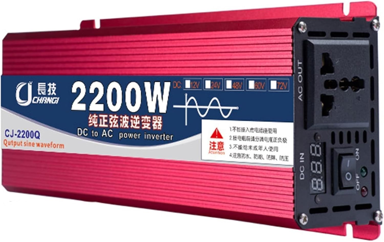 Pure Sine Wave Power Inverter 1600W 2200W 3000W DC 12v 24v 48v 60v to AC 110V/220V Converter with LCD Display and Outlets AC outlets for RV Truck Car 1600W-24Vto110V(48vto110v,1600W)