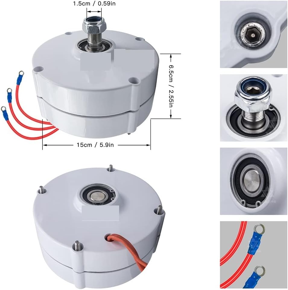 Wind Turbine, Low Speed 100W AC 12V Or 24V Permanent Magnet Generator Gearless 3 Phase Alternators for Wind Water Turbine Diesel Engine(AC 12V)