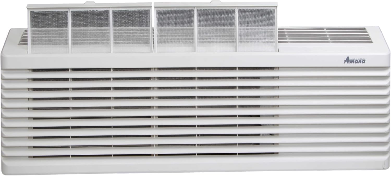 AMANA K-Series PTAC 12,000 BTU Air Conditioner Heat Pump with 3.5 kW Heater, 20 Amp plug, White - PTH123K35AXXX - A/C Unit Only
