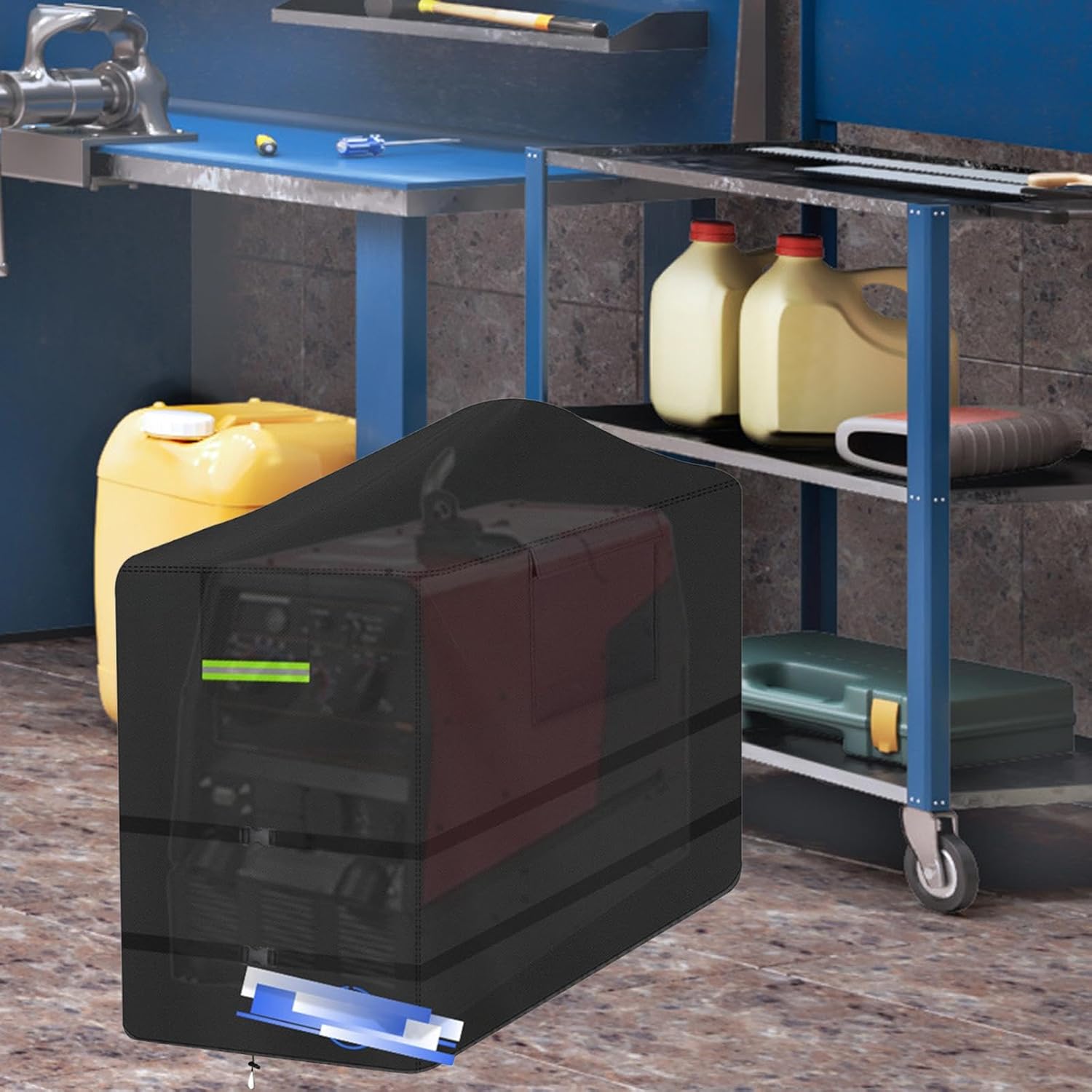 Engine Welder Generator Cover for 305LPG, 35x45x45 inch Rainproof Dustproof Protective Cover with Drawstring, Easy Installation, Black