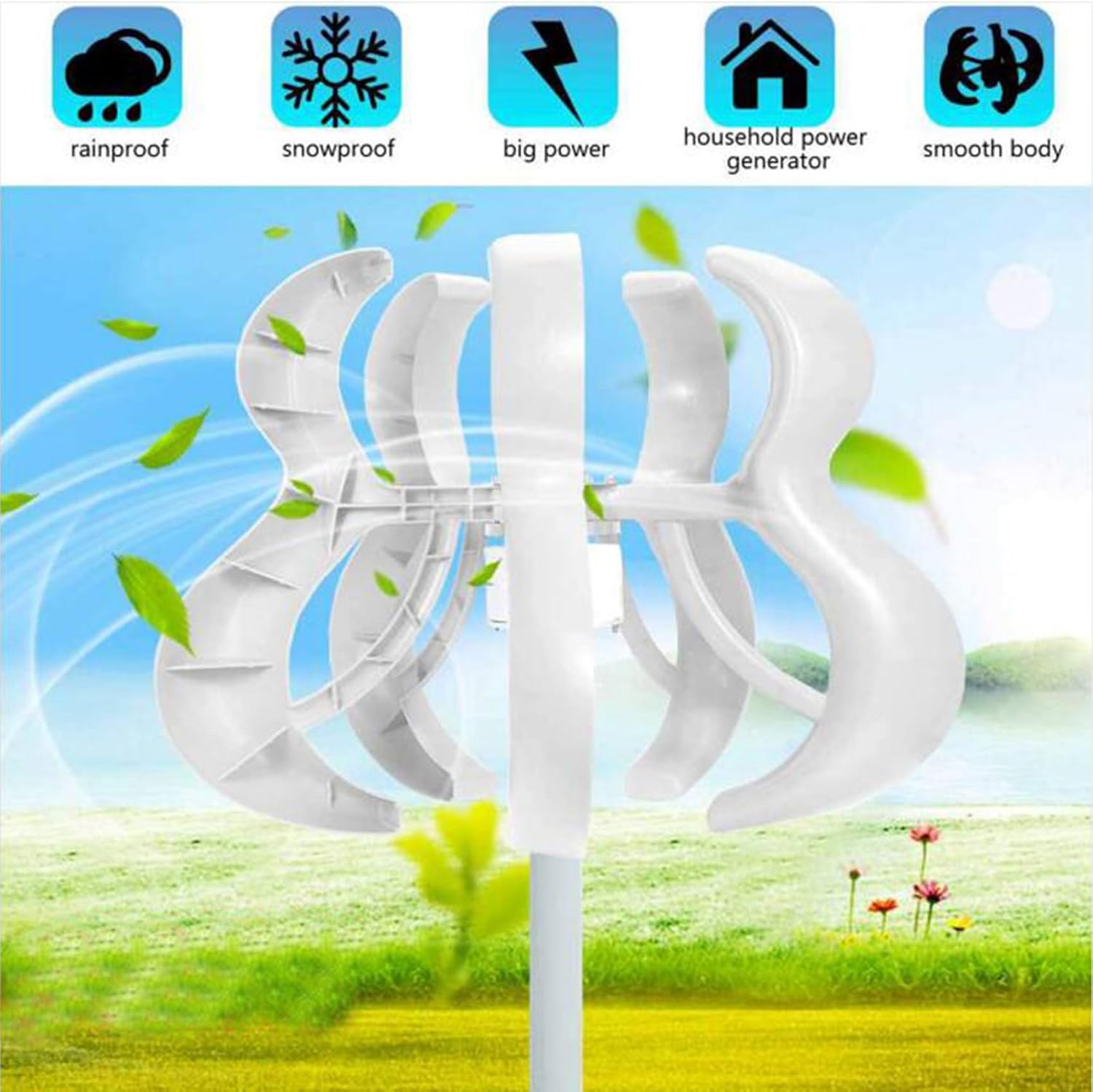 48v, 6000W Vertical Axis Wind Turbines Generator Lantern, 12V 24V 48V 220V Motor Kit Windmill Energy Charge Turbines, for Home Camping(with Inverter)