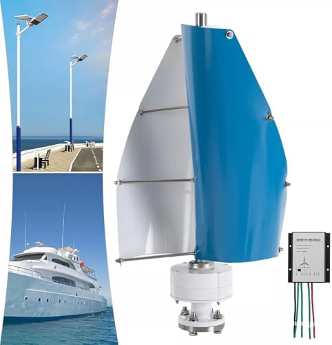 3KW Vertical Axis Wind Turbine Generator Kit, 12V/24V Off-Grid Wind Power System, 3-Phase Permanent Magnet Motor for Home Use Renewable Energy Solutions