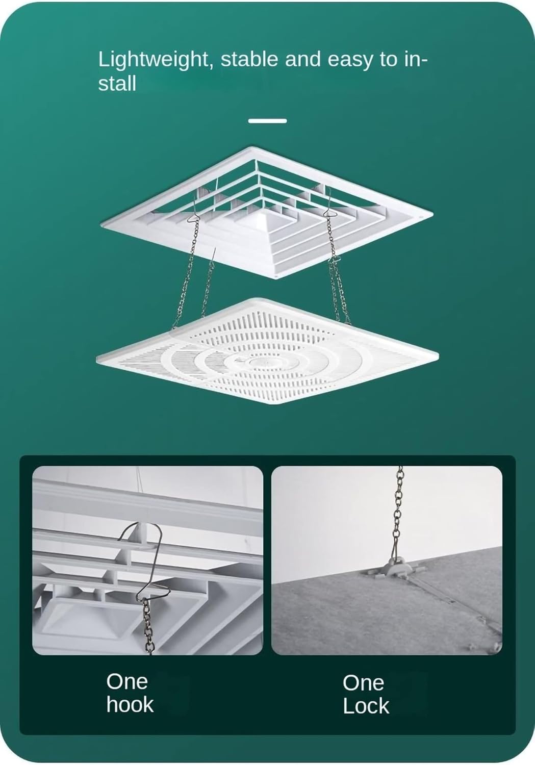 Central Air Conditioner Wind Deflector, Anti Direct Blowing, Wind Guide Cover Baffle, Suitable for Square Air Outlet Of Ceiling Unit, White