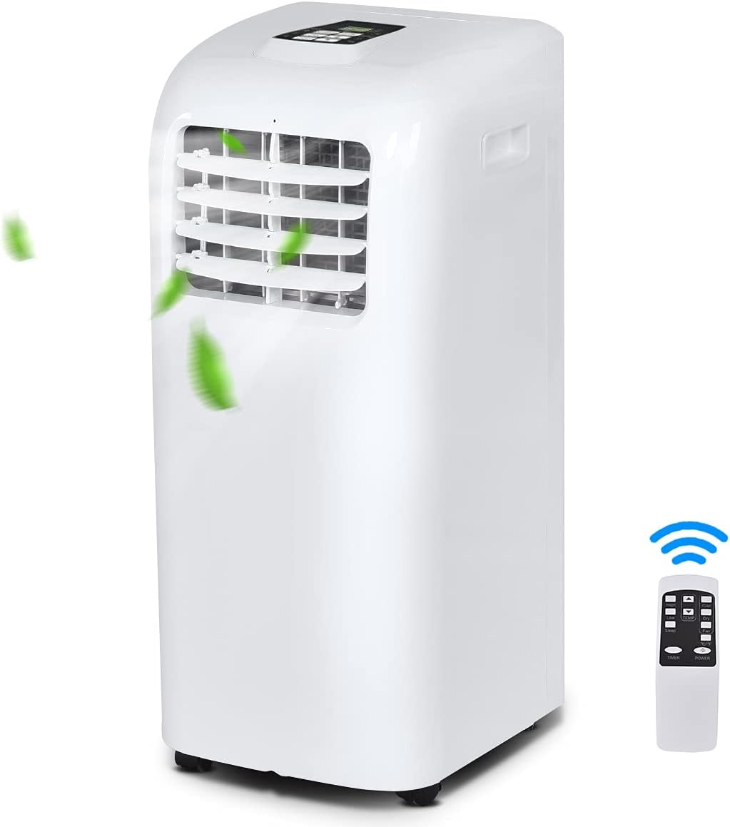 3-IN-1 Portable Air Conditioner, 8000 BTU Cool Floor AC Unit with Dehumidifier, Remote Control, Complete Window Mount & Exhaust Kit, Air Conditioner for Office, Dorms