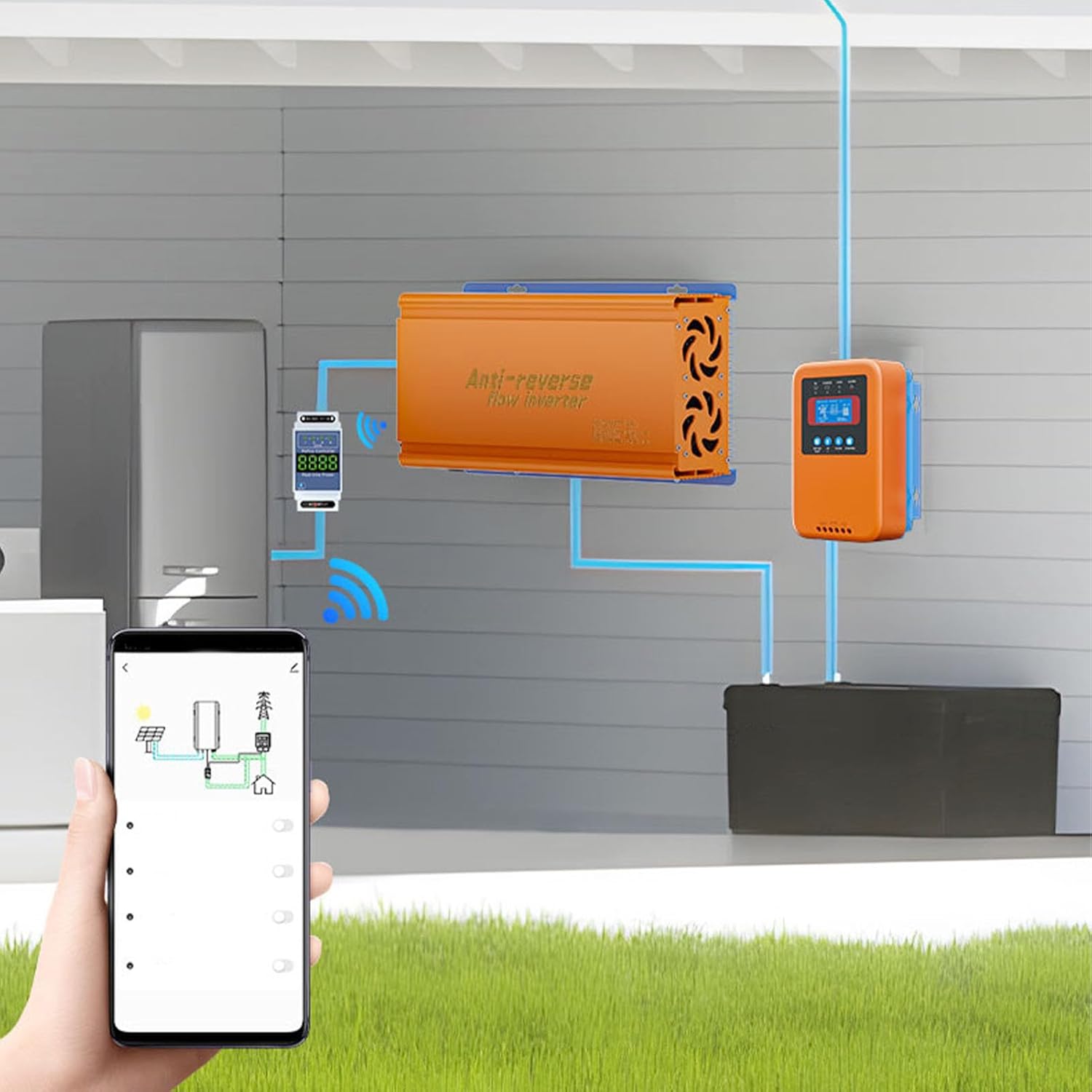 Fafeicy 1200W Solar Grid Tie Micro Inverter, with Anti Reverse Flow MPPT Tracking and APP Monitoring, for Home Photovoltaic System 22-50V DC Input 95% Peak Efficiency (120V)