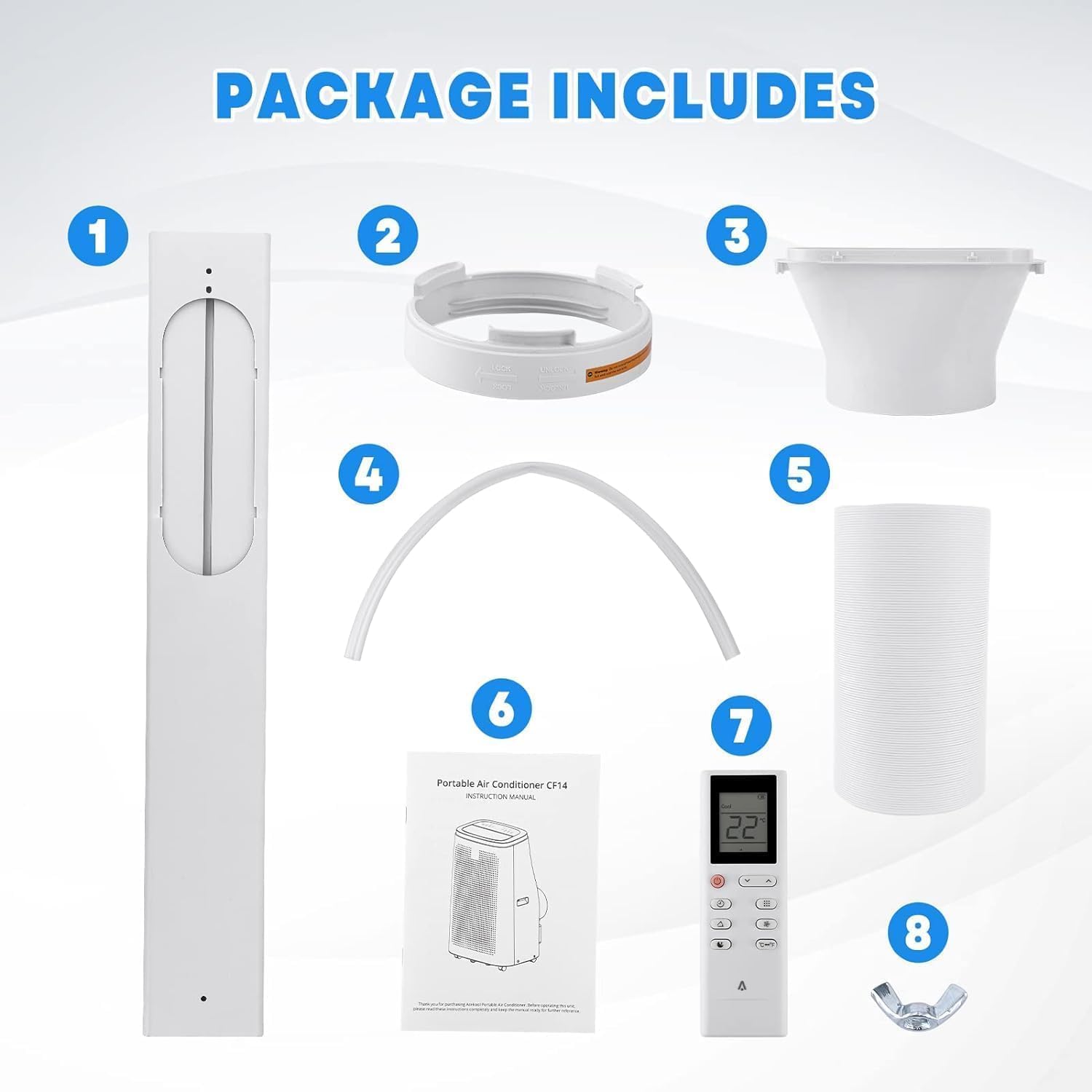 14,000 BTUs Portable Air Conditioner with Built-In Dehumidifier, Portable AC Unit for Rooms Up to 550 Sq Ft, 3-In-1 Floor A/C Unit, Easy Window Kit, 3 Fan Speeds, Grey Cover