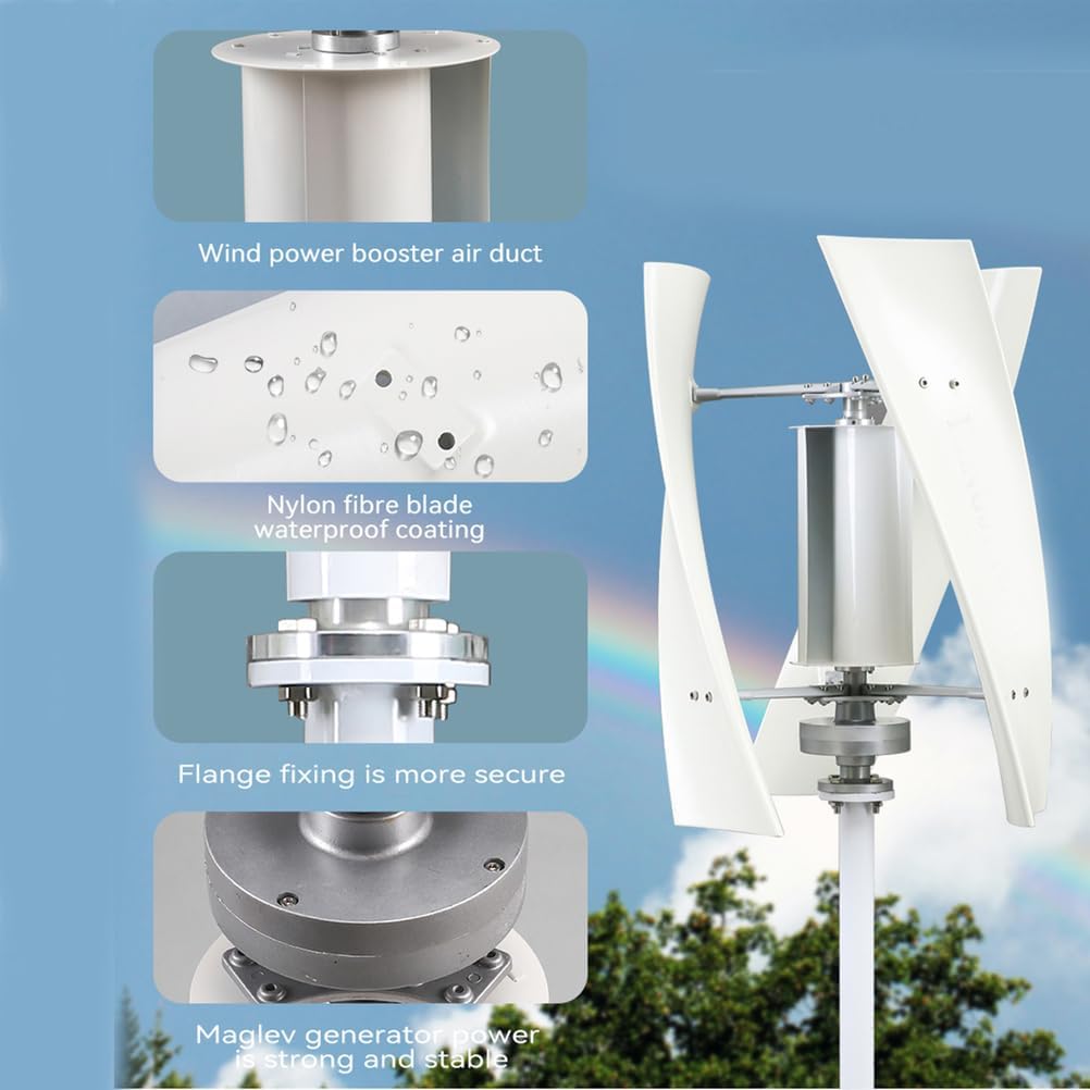 6000W Efficient Vertical Wind Turbine - 12V 24V 48V 220V Waterproof Windmill Wind Generator with MPPT Controller for RV, Boats, Camping & Off-Grid Energy