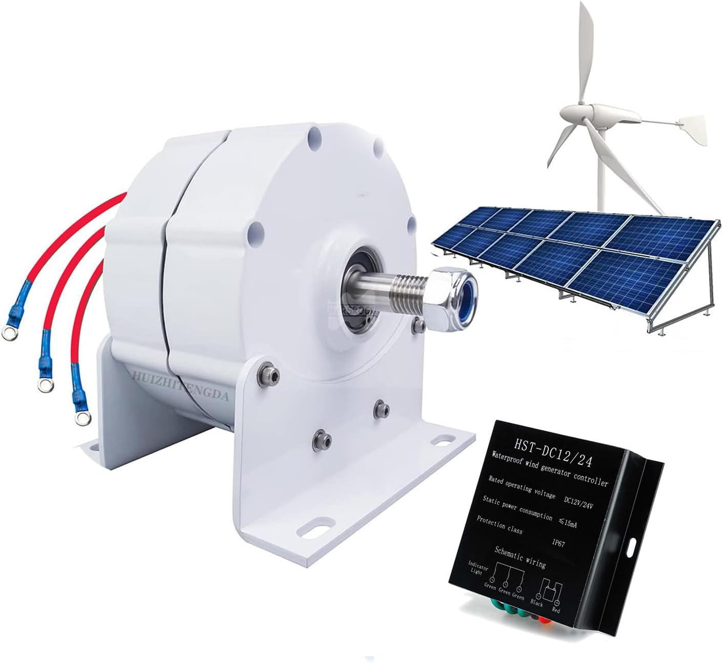 Eco-Friendly & Low Noise Operation 3 Phase Permanent Magnet Generator, with Controller 12V 24V 48V 220V Wind Power Turbine Generator for Water Wind Turbine (14000W)