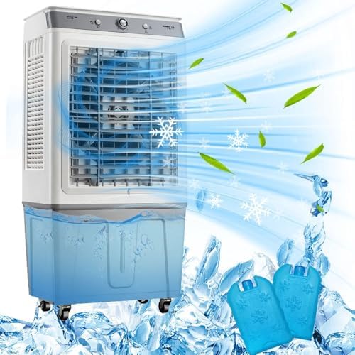 Evaporative Air Cooler Portable, Energy Saved Cooling Fan With 9 Gal Tank, Swamp Cooler With Universal Wheel, Portable Air Conditioner For Bedroom Home Office