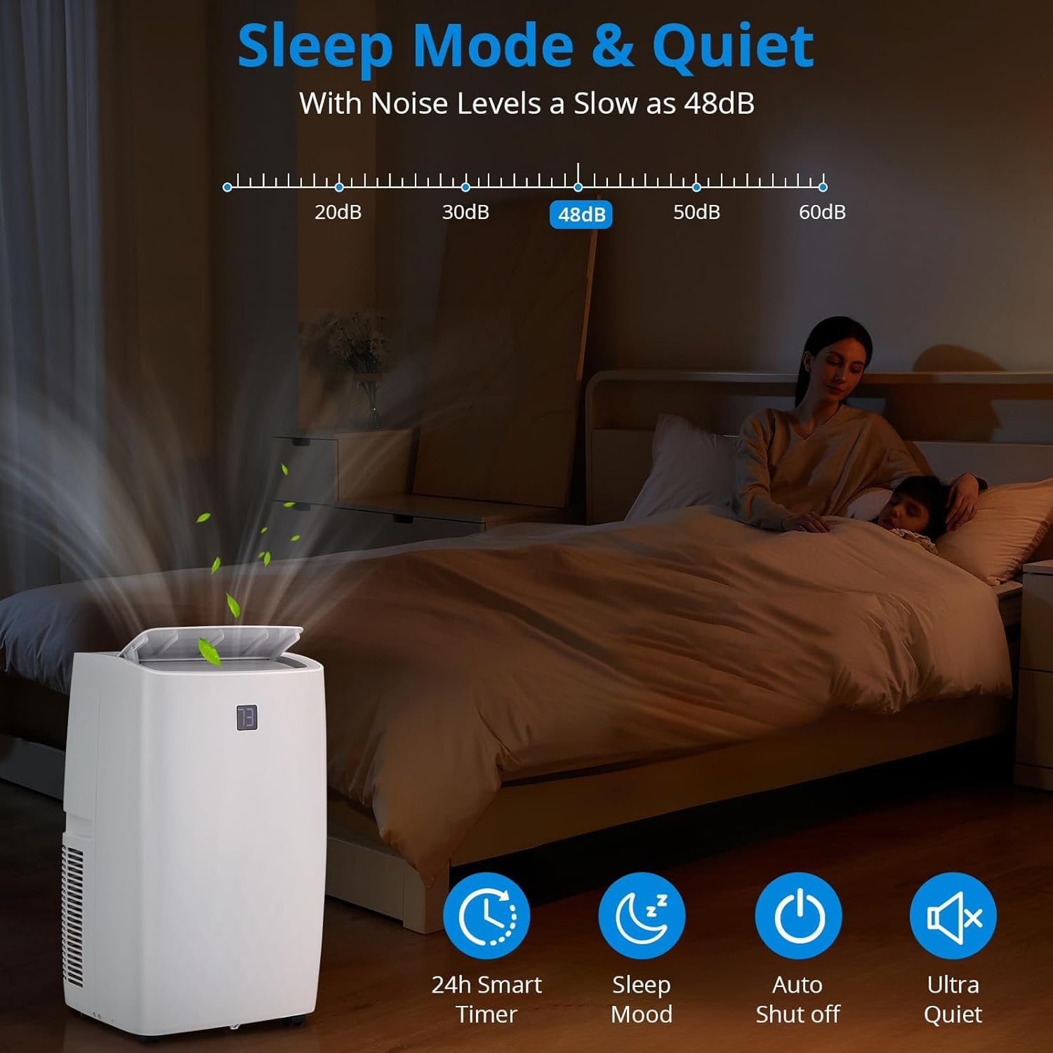 Portable Air Conditioner,12,000 BTU Cools Rooms Up to 550 Sq.Ft. 3 Modes, Remote Control, Easy Installation Kit Included