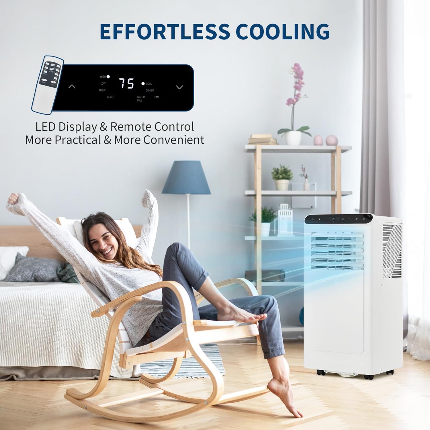 8000BTU Portable Air Conditioners w/Remote/LED Control, Free Stand Cooling Portable AC Unit for Room up to 350 sq. ft, 3-in-1 AC (Cool, Fan, Dehumidifier), 24Hrs Timer,Quiet Sleep Mode(45dB)