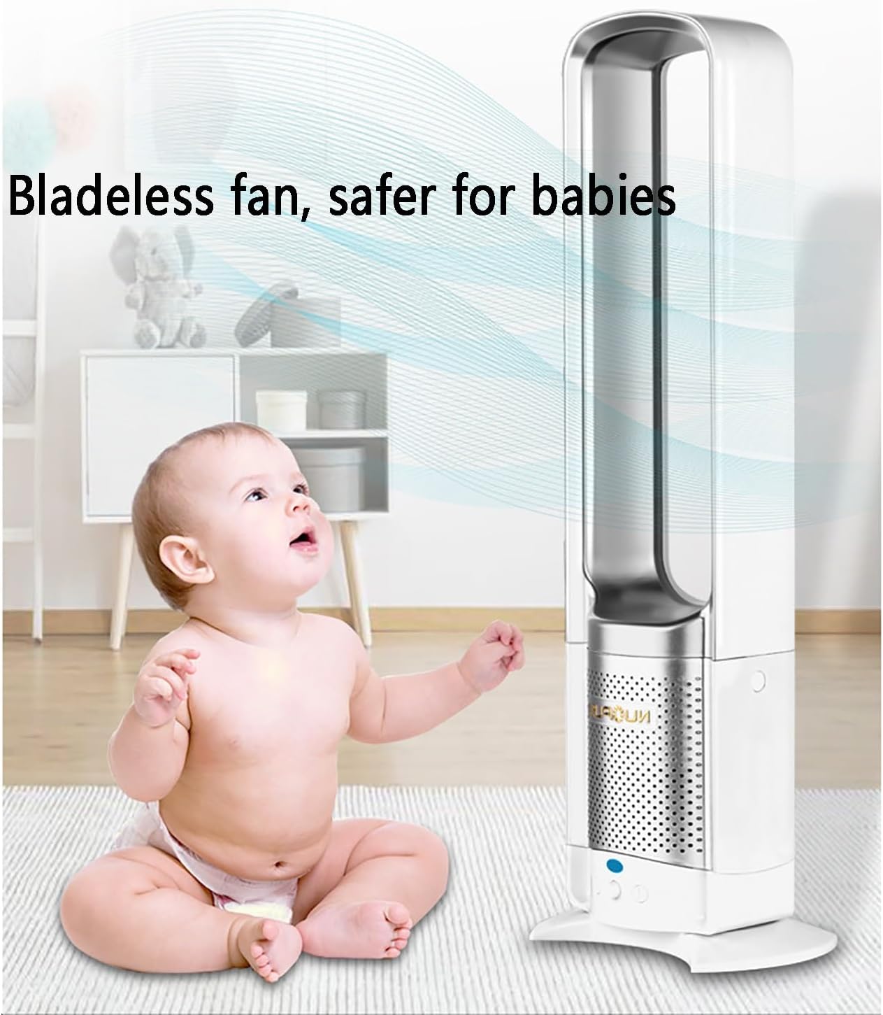 Tower Fan for Bedroom, Bladeless Fan, Oscillating Fan with Remote, Easy to Clean, Bladeless Tower Fan for Bedroom, Kitchen, Office (Air Circulation Fan, air Conditioning Fan)(Gold)