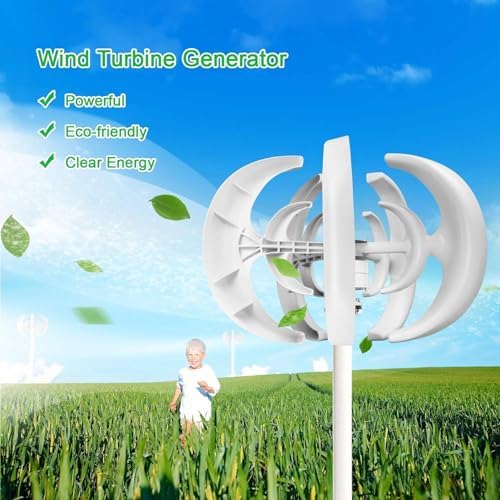 High Efficiency Vertical Axis Wind Turbine Kit - Compact 12V/24V Home Wind Generator for Renewable Energy Solutions, Eco-Friendly Power, Black